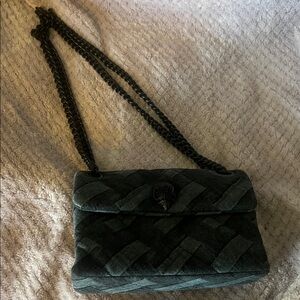 Black Quilted Velvet Chain Shoulder Bag